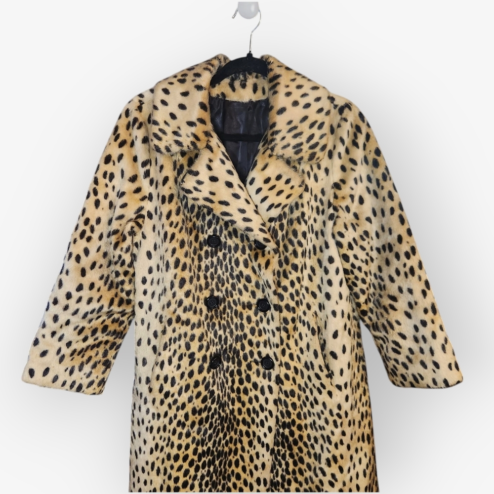 Vintage 60s/70s Faux Leopard Print Swing Coat 🖤 - Picture 4 of 12